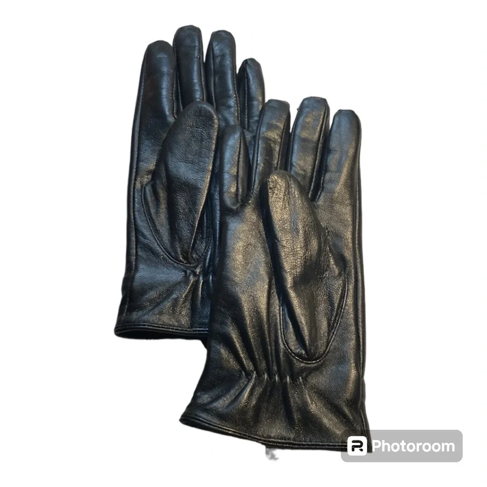 Gloves-leather-Horse bit black-cashmere lining-NEW Custom made size SMALL